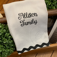 Kitchen Hand Towel - Last Name Family Embroidered (Black)