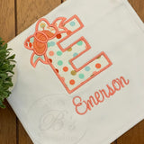 Baby Burp Cloth Set - Cute Fox Wreath & Peach Initial Bow