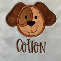 Baby Burp Cloth Set - Puppy Face & Stacked Initials