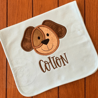 Baby Burp Cloth Set - Puppy Face & Stacked Initials